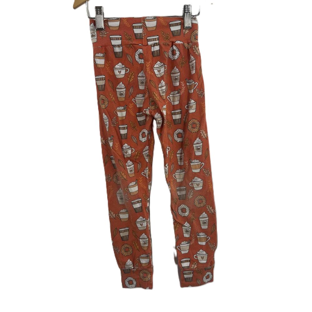 Jake + Beth Coffee Cup Fall Print Elastic Waistband Casual Pants‎ 4-5(estimated)